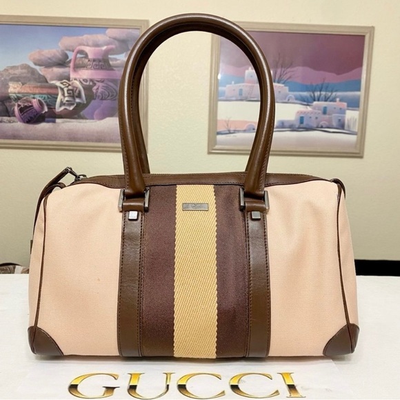 GUCCI Pink Canvas/Leather Handbag 👜 - Picture 1 of 10